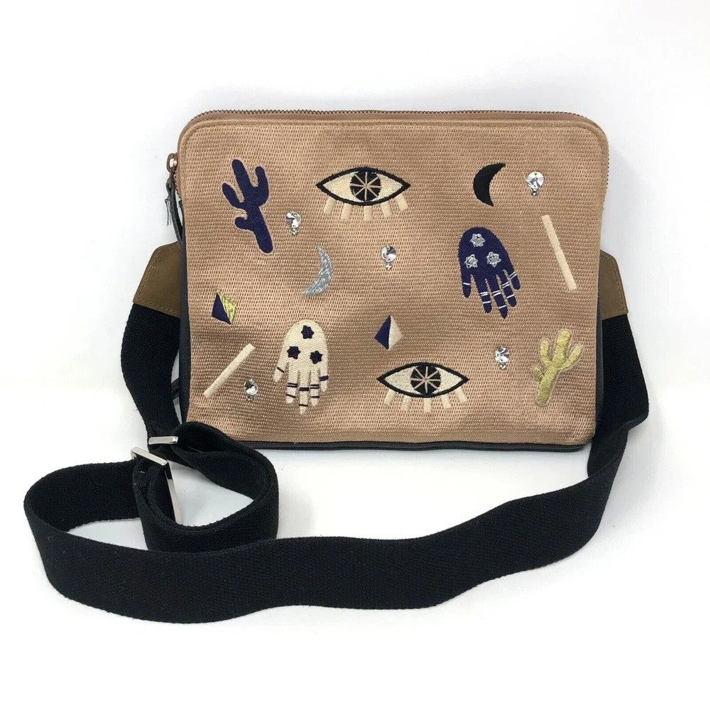 Lizzie Fortunato Jewels Safari Clutch Voodoo Purse Crossbody Black Leather Gypsy